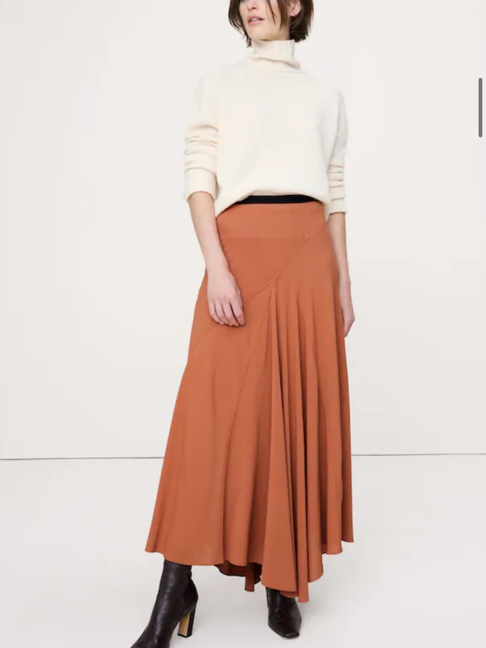 Banana Republic Drapey Georgette Lined Maxi Lined Skirt Sierra Clay Brown S NWT